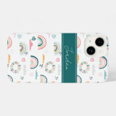 虹とハートパターン iPhoneケース (裏面横)