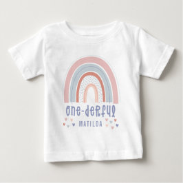 虹とハート1歳パーソナライズされた日 ベビーTシャツ