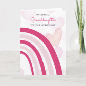 虹とハート（ホットピンク）誕生日 カード (正面)