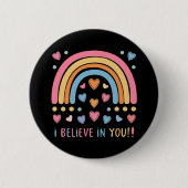 虹とハート – メ前向きッセージ 缶バッジ (正面)