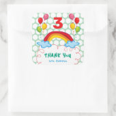 虹とバルーン子供の誕生日パーティーの好意 スクエアシール (バッグ)