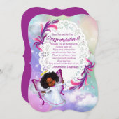 虹とフワフワの雲と蝶のおめでとうカード 招待状 (正面/裏面)