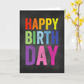 虹とブラックボードのハッピーバースデーグリーティングカード カード (黄色い花)