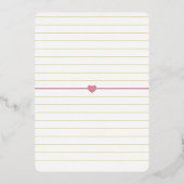 虹とモダン金ゴールドカップルの赤ちゃんシャワー 箔招待状 (裏面)