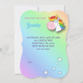 虹とユニコーンのパーティー招待状 招待状 (裏面)