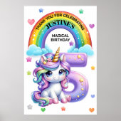 虹とユニコーンの5歳の誕生日パーティー ポスター (正面)