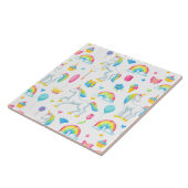 虹とユニコーンファンタジーおとぎ話かわいい タイル (側面)