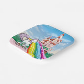 虹とユニコーン女の子の誕生日パーティー ペーパープレート (傾斜あり)