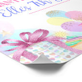 虹とユニコーン誕生日パーティーウェルカムサイン ポスター (角)