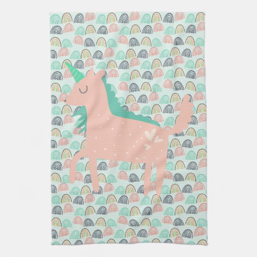 虹とユニコーン キッチンタオル (縦)