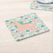 虹とユニコーン スクエアペーパーコースター (アングル)