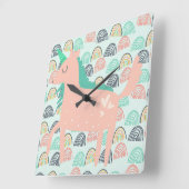 虹とユニコーン スクエア壁時計 (傾斜)