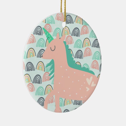 虹とユニコーン セラミックオーナメント (右)