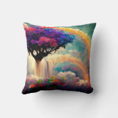 虹と人生の木，花，橋 クッション (裏面)