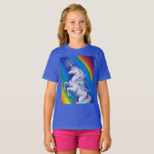 虹と共に描かれたユニコーン Tシャツ (正面フル)
