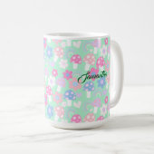 虹と可愛いキノコと花 コーヒーマグカップ (正面右)