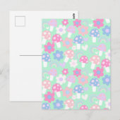 虹と可愛いキノコと花 ポストカード (正面/裏面)