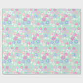 虹と可愛いキノコと花 ラッピングペーパー (フラット)