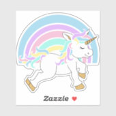虹と可愛い漫画ユニコーン – キスカット シール (シート)