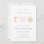 虹と太陽の子供の誕生日パーティー 招待状 (正面)