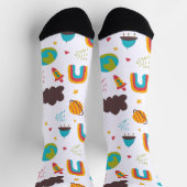 虹と宇宙の子パターン ソックス (上部)