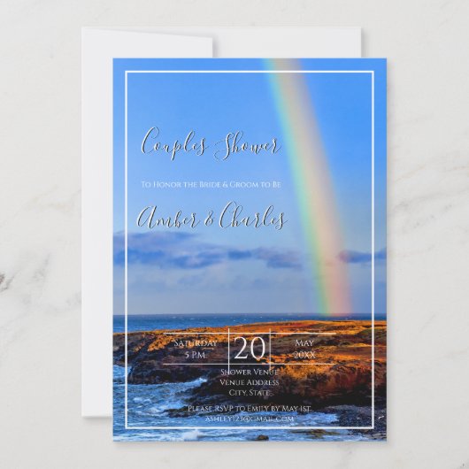 虹と希望と幸せ結婚のカップルのシャワー 招待状 (正面)
