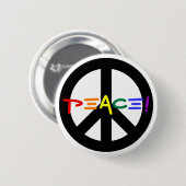 虹と平和のサイン 缶バッジ (正面&裏面)