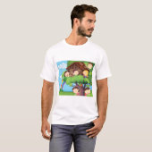虹と幸せな子供たちとキッズツリーハウス Tシャツ (正面フル)