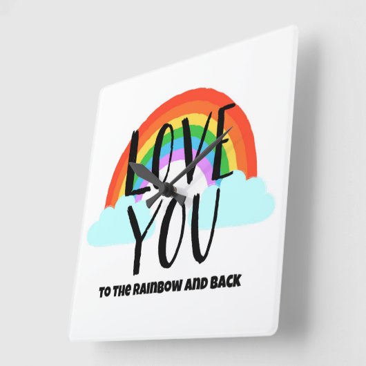 虹と後ろにあなたを愛する スクエア壁時計 (傾斜)