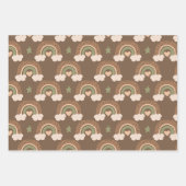 虹と愛のハートパターン ラッピングペーパーシート (正面3)