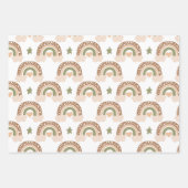 虹と愛のハートパターン ラッピングペーパーシート (正面)