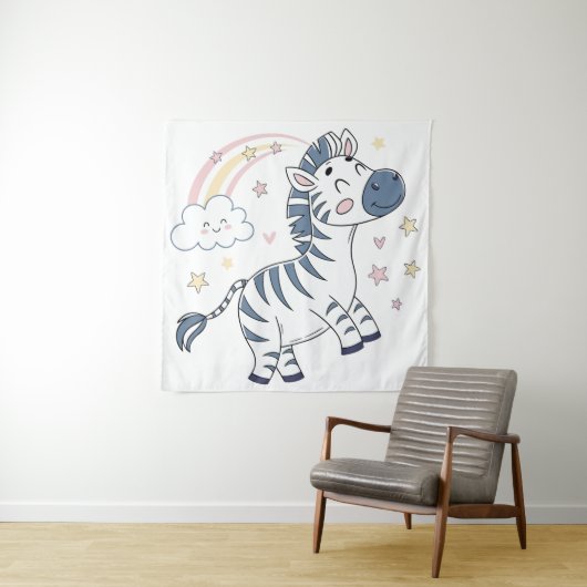 虹と星が輝く愛らしいマンガ・ゼブラ | タペストリー (インサイチュ)