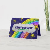 虹と星と雲の友達のお誕生日おめでとう カード (正面)