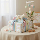 虹と星のベイビー誕生日 ラッピングペーパー