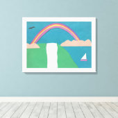 虹と滝のシーンを含むキャンバス キャンバスプリント (インサイチュ (ウッドフロア))