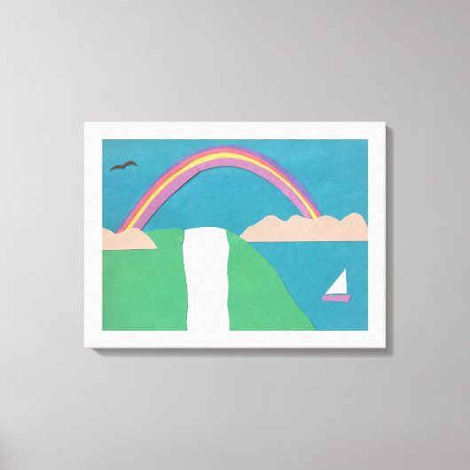 虹と滝のシーンを含むキャンバス キャンバスプリント (正面)