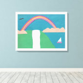 虹と滝のシーンを含むキャンバス キャンバスプリント (インサイチュ (ウッドフロア))