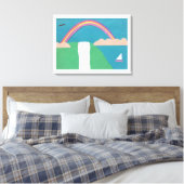 虹と滝のシーンを含むキャンバス キャンバスプリント (インサイチュ (寝室))