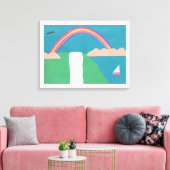 虹と滝のシーンを含むキャンバス キャンバスプリント (インサイチュ (リビング))
