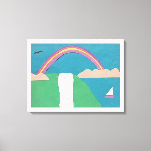 虹と滝のシーンを含むキャンバス キャンバスプリント (正面)