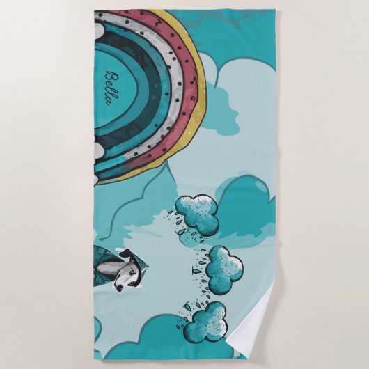 虹と犬 ビーチタオル (正面)