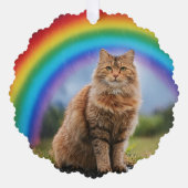 虹と猫のカスタムデザイン オーナメントカード (正面)