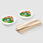 虹と田舎の家を持つ漫画の農村風景 ハンドファン (組立なし)