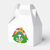 虹と田舎の家を持つ漫画の農村風景 フェイバーボックス (裏面サイド)