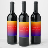 虹と白の結婚式の引き出物名と日付 ワインラベル (ボトル)