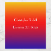 虹と白の結婚式の引き出物名と日付 ワインラベル (シングルラベル)