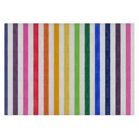 虹と白ストライプ色 カッティングボード (正面)
