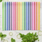 虹と白ストライプ色 キッチンタオル (折り畳み)