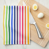 虹と白ストライプ色 キッチンタオル (四つ折り)