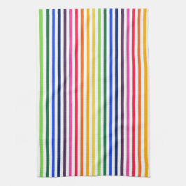 虹と白ストライプ色 キッチンタオル